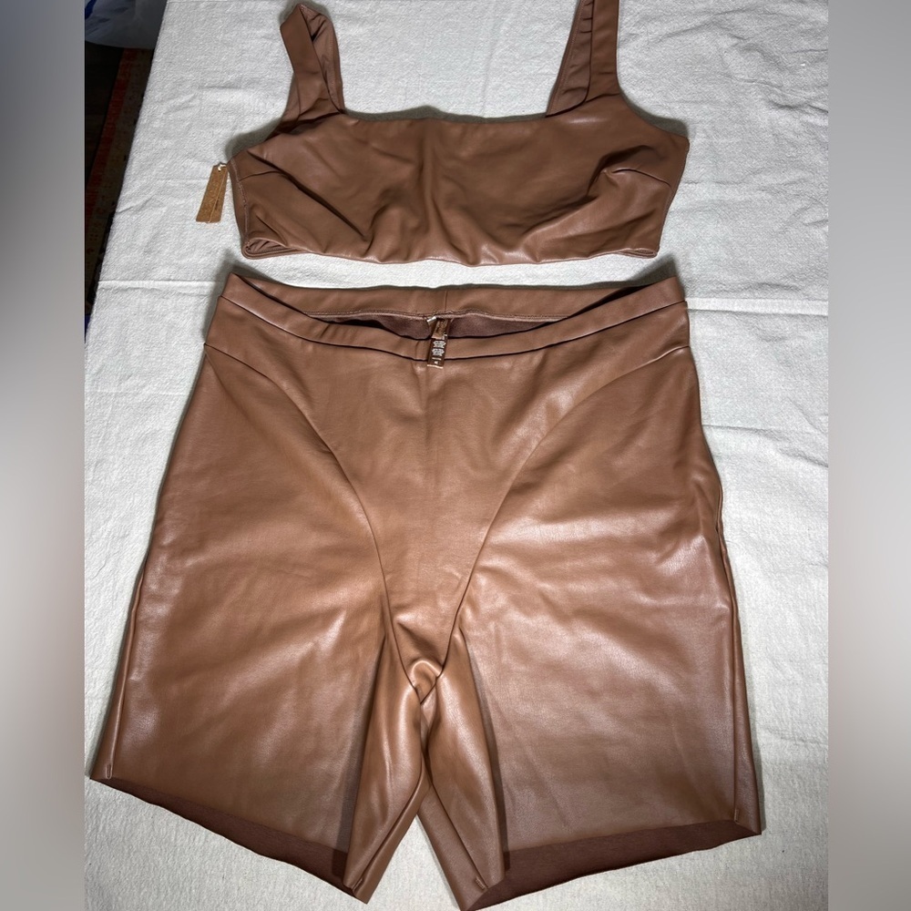 Skims faux leather bike shorts and Bralette size‎ 4XL NWT